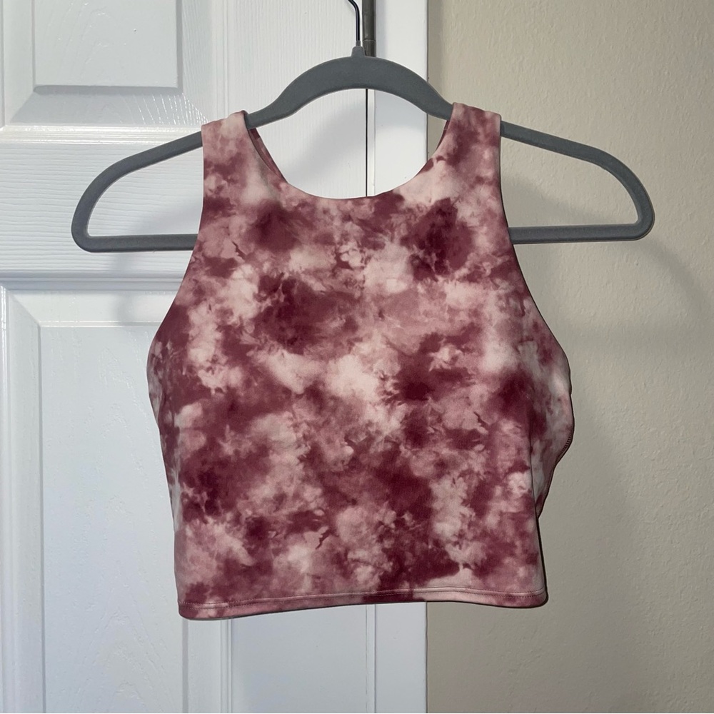 Athleta Burgundy and White Tie-Dye Tank Top